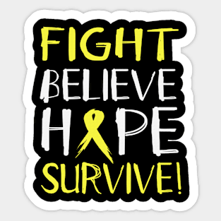 Fight Believe Hope Survive Hydrocephalus Awareness Yellow Ribbon Warrior Support Sticker